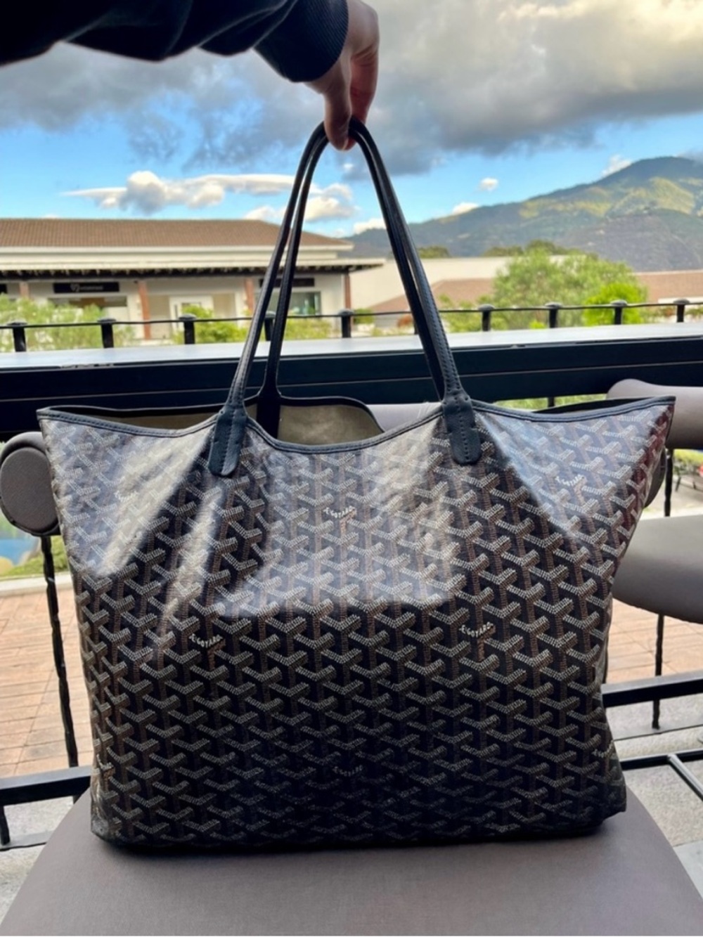 GOYARD Saint Louis Black Monogram Coated Canvas Tote Bag - Picture 4 of 15